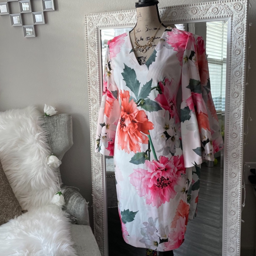 Calvin Klein Floral Career Knee Length Dress Size 4